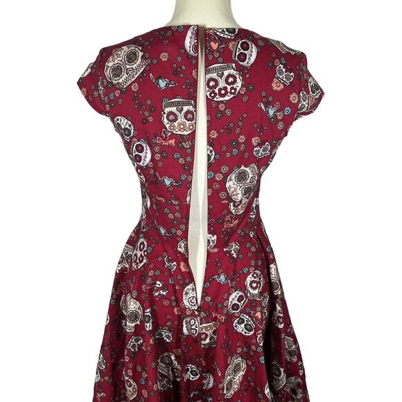Hell Bunny Calavera Day of The Dead Flare Dress Sugar Skull Size Small NEW! - Picture 8 of 10